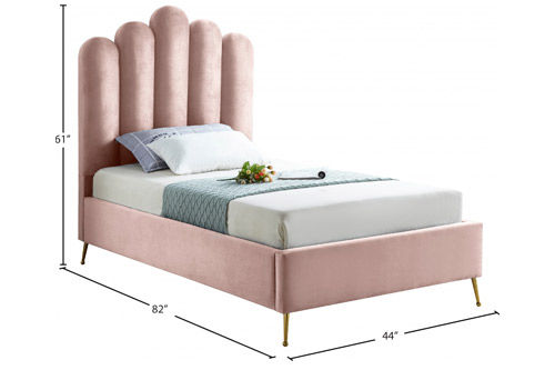 Thumbnail: Twin size Platform Lily Pink Velvet Upholstered