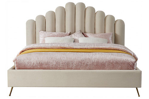 Thumbnail: Rich Cream Velvet Lily Platform Bed