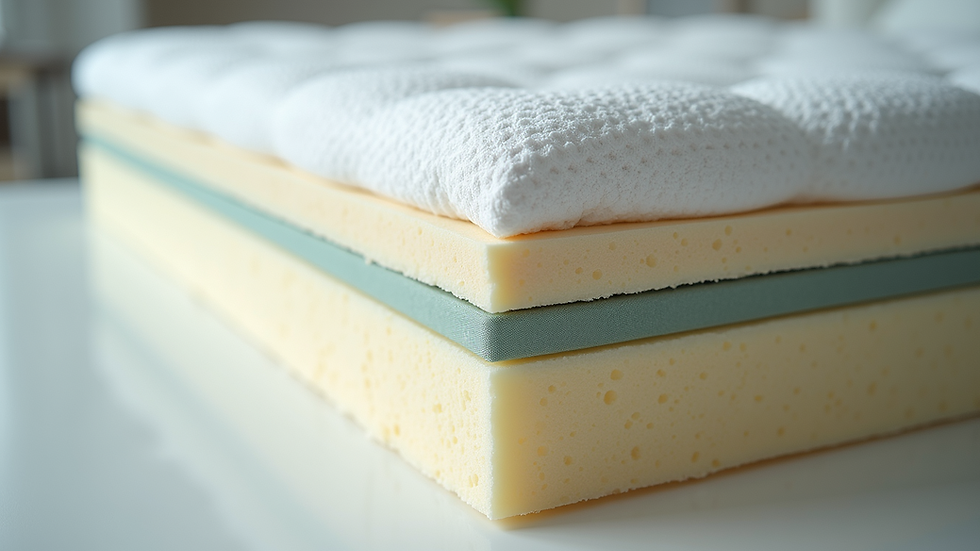 Close-up view of orthopedic mattress layers showing foam and springs