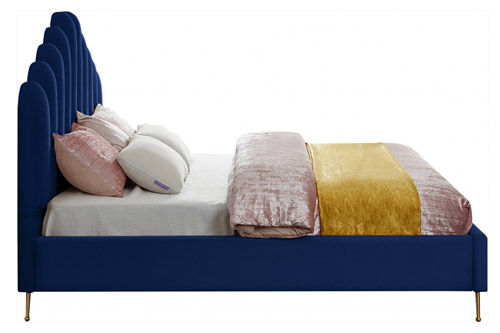 Thumbnail: Upholstered Platform Bed Lily Navy Velvet