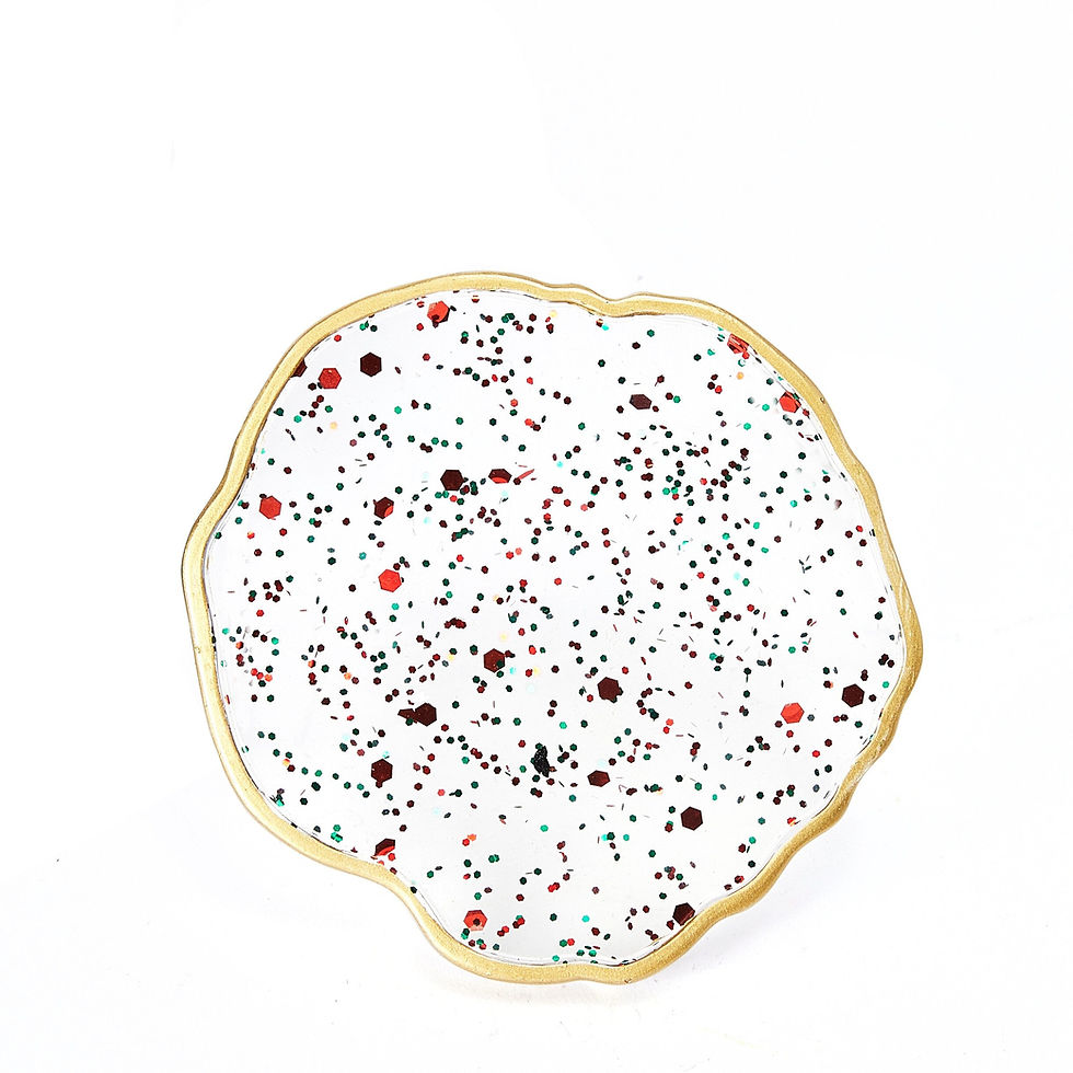 Red and Green Confetti Coasters - Set of 4 - Gold Rim