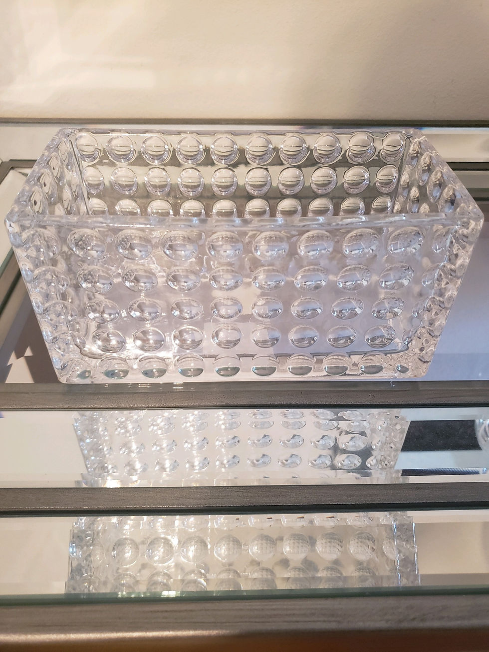 Glass Bubble Rectangle Candle Holder Vase