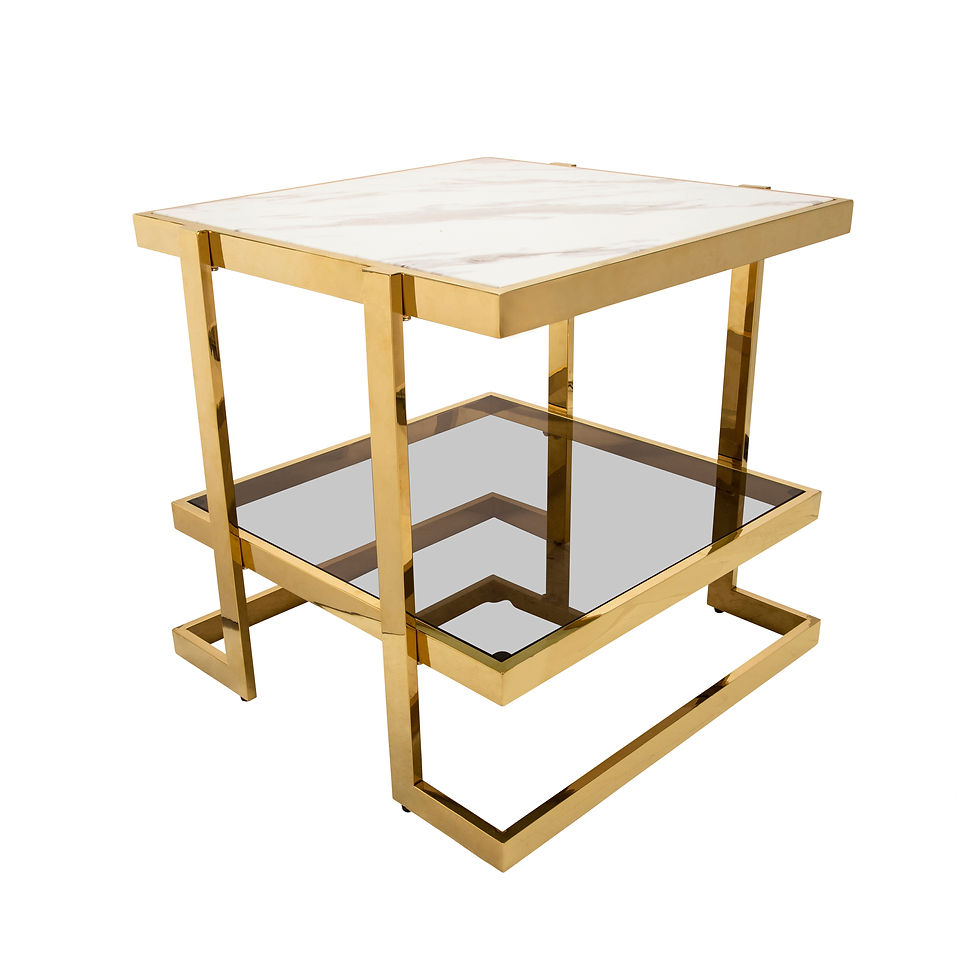 Luxe Marble Gold Accent Table