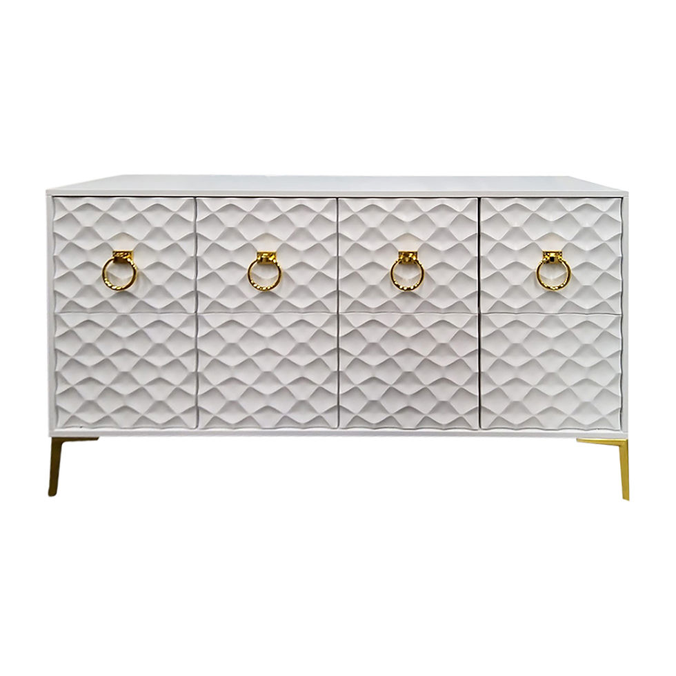 65" Console Cabinet, White & Gold