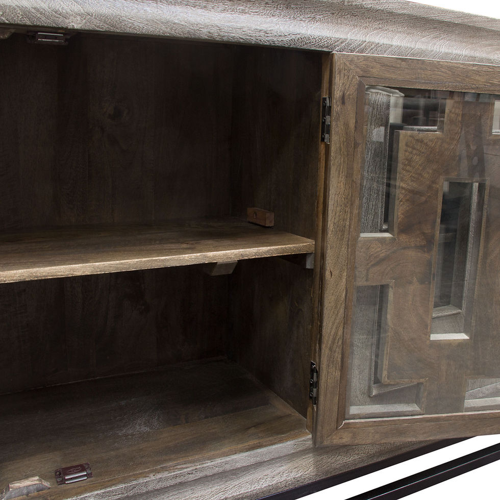 Thumbnail: Bastille 76" 4-Door Solid Mango Wood Sideboard in Walnut Grey