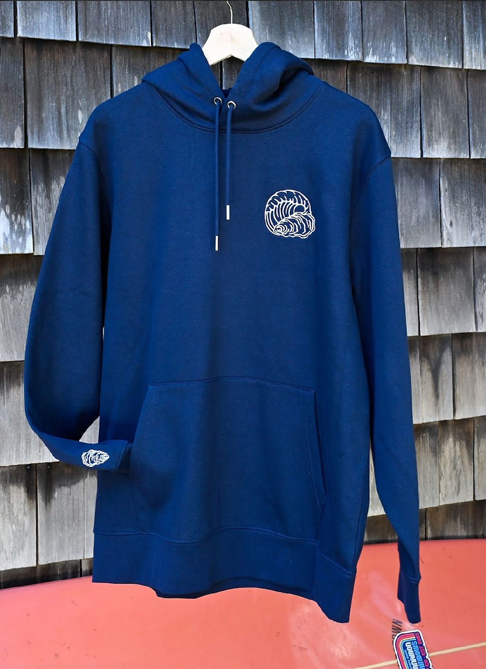Embroidered Oyster Hoodie- French Navy