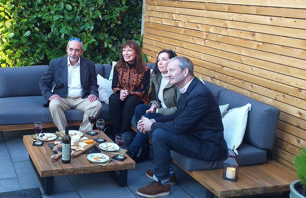 Friends Enjoying our canopy regardless of the weather
