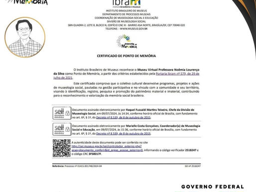 Museu Virtual Profª Noêmia é certificado como Ponto de Memória 