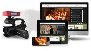 Live broadcast wedding montage with ipads, iphones and computers
