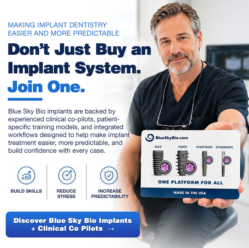 Blue Sky Bio implant system with clinical co-pilot support for dentists