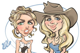 2 beautiful ladies in a drawing