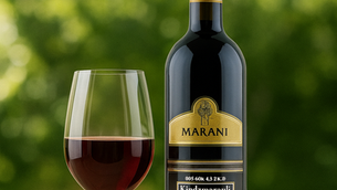 Georgian red dry wine Kindzmarauli.