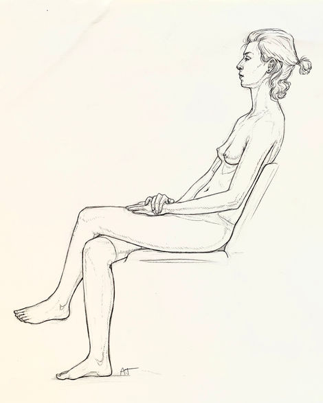 "Side View Seated and Leaning with Legs Crossed"