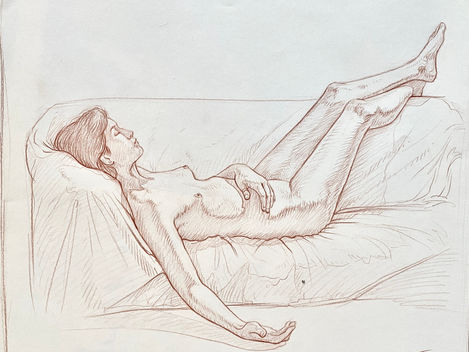 "Side View Laying with Legs Up"