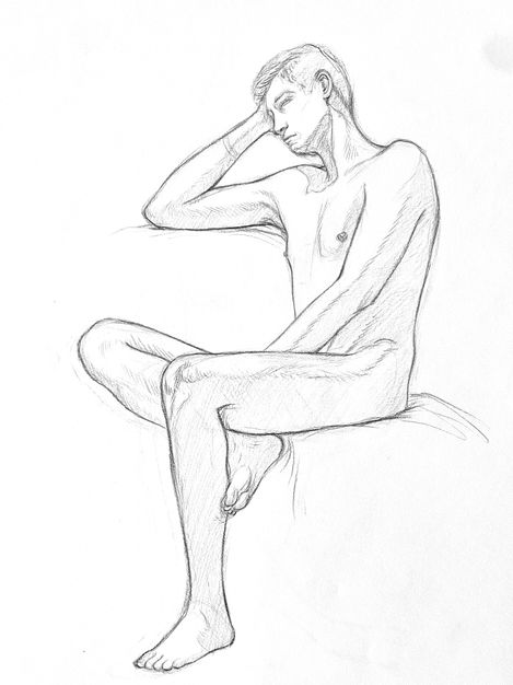 "Side View Seated with Leg Lifted"