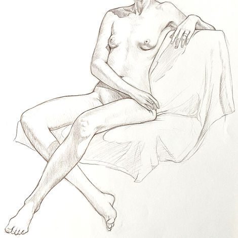 "3/4 View Seated with Legs Crossed"
