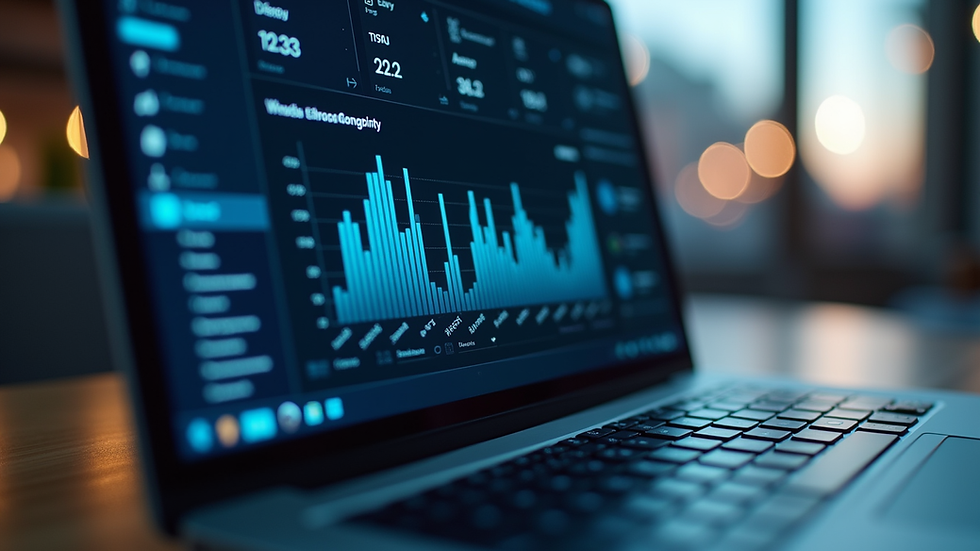 Close-up view of a laptop screen displaying cybersecurity dashboard