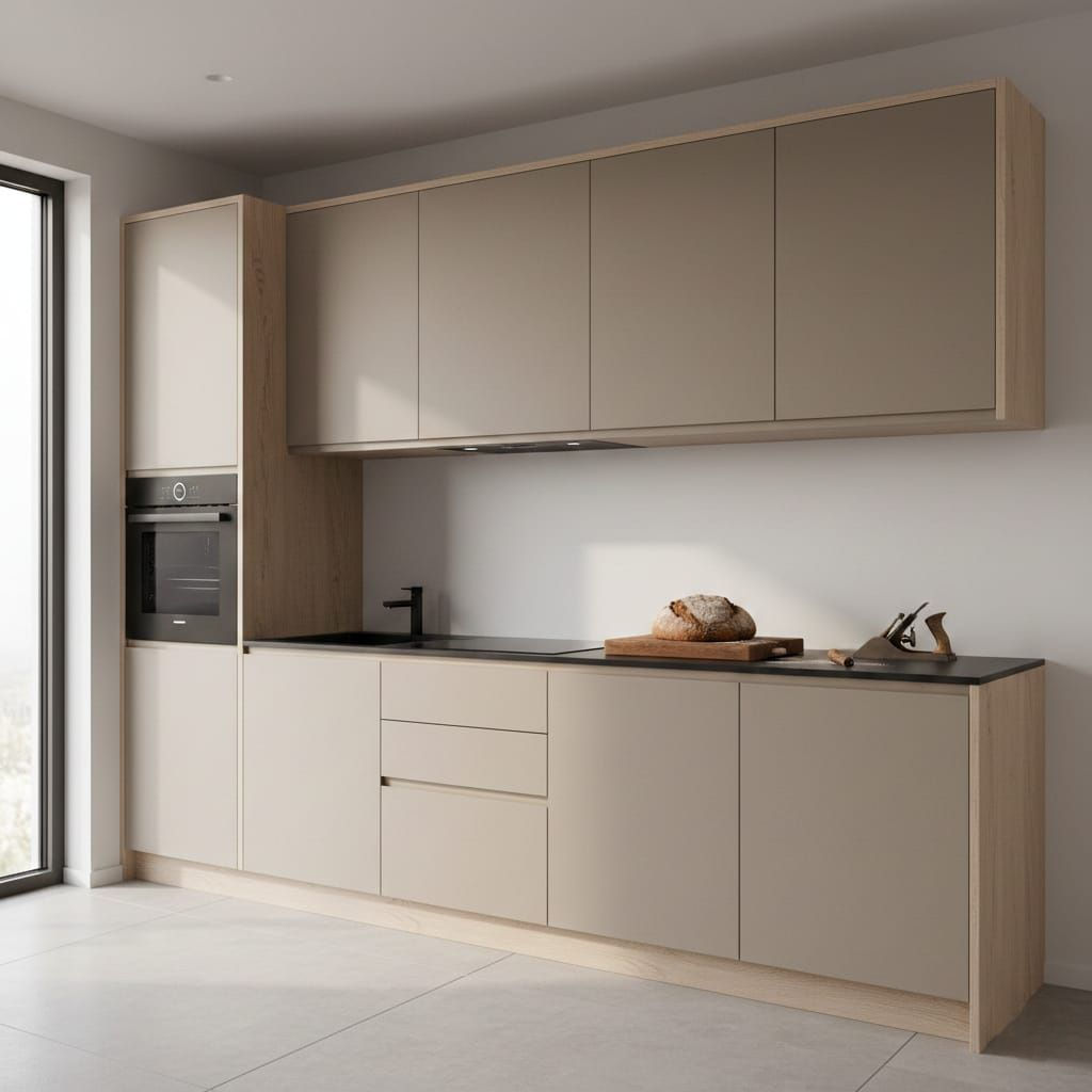 מטבח לינארי מודרני בגוון חול סהרה - עיצוב נקי ויוקרתי באורך 3.6 מטר - קיטבח