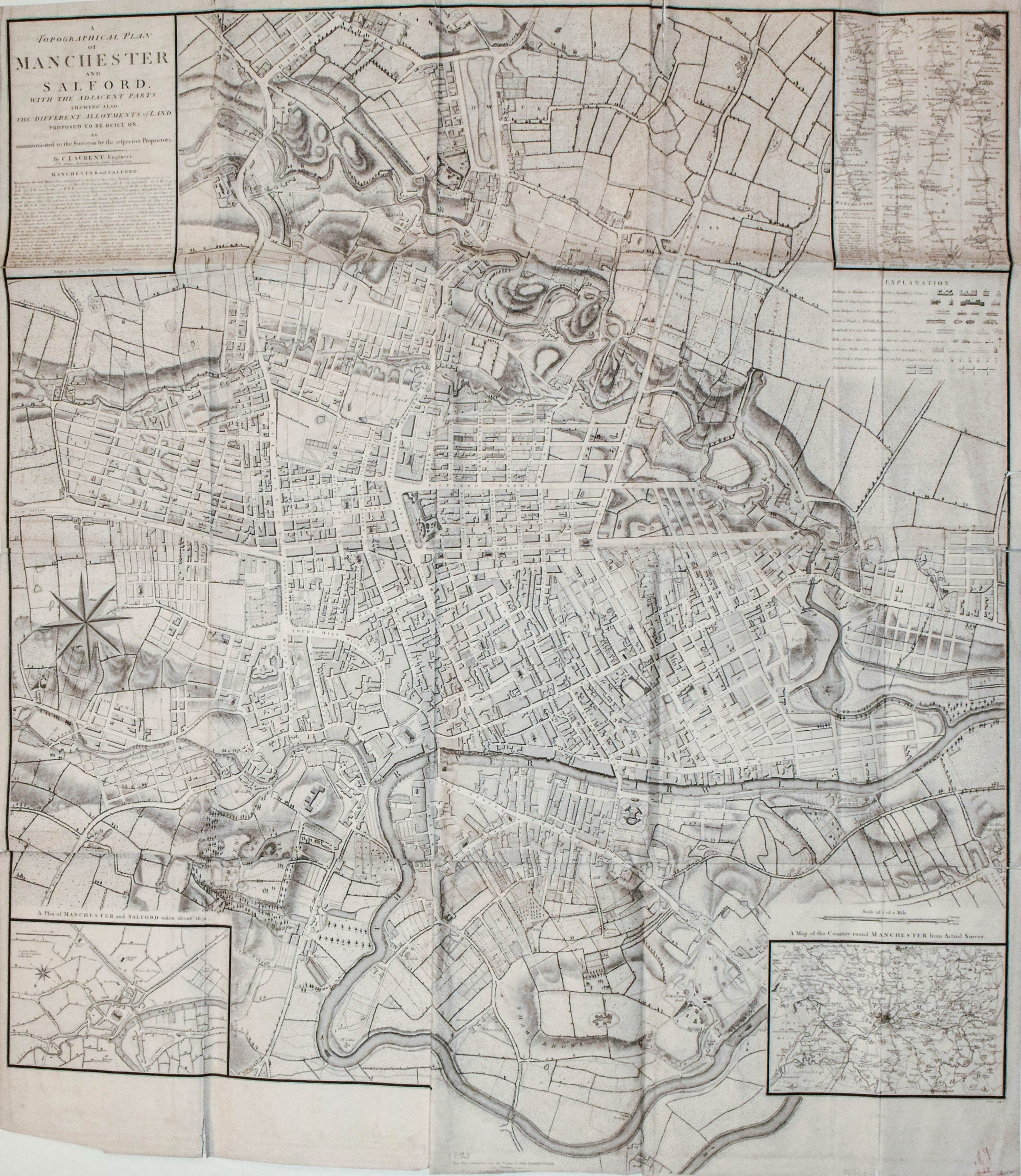 1793 Laurent Large Map of Manchester, England