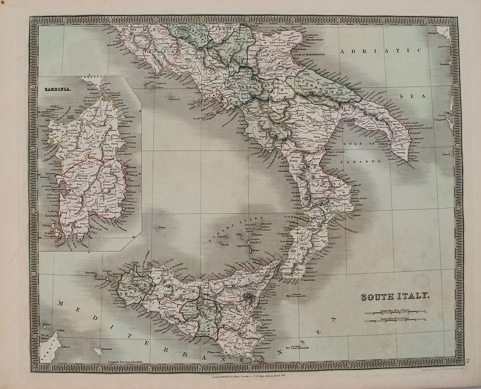 1831 Teesdale Map of Southern Italy
