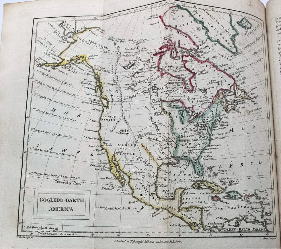 1816 Rare Welsh Language Geography Atlas Book