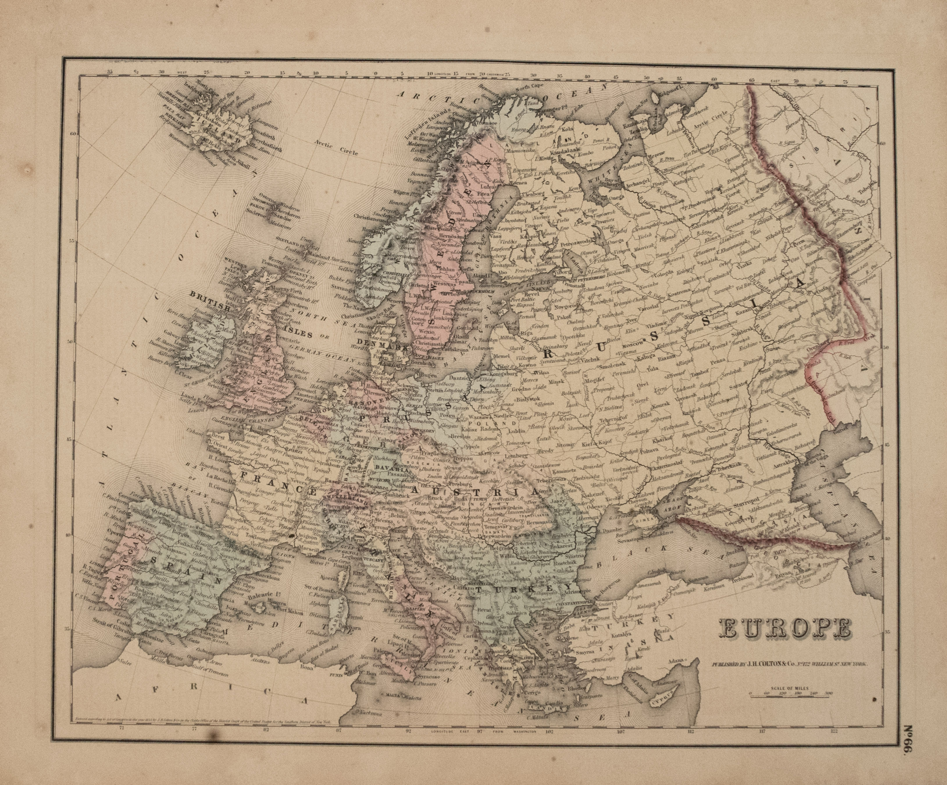 1855 Colton Map of Europe
