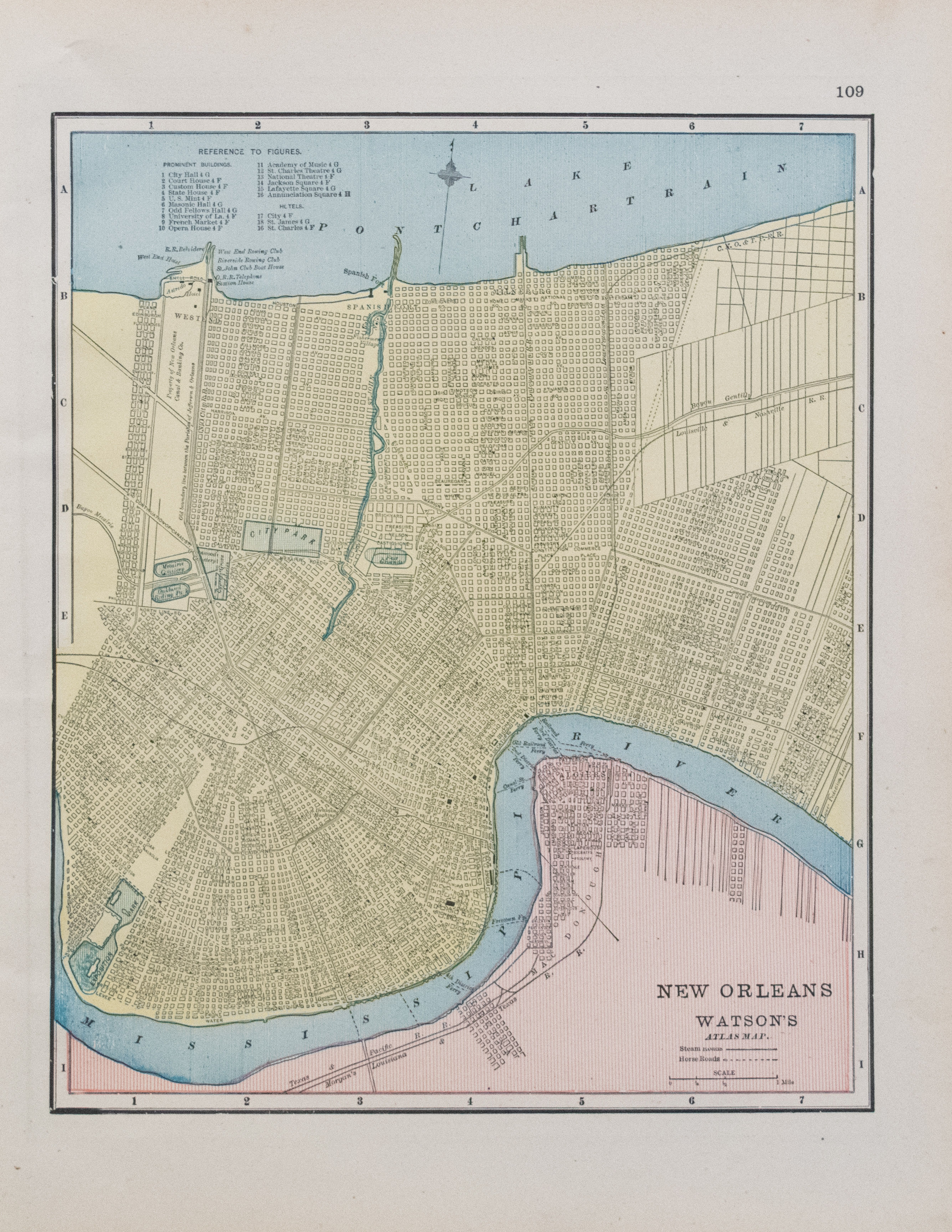 1891 Watson Cram Map of New Orleans, Verso Atlanta