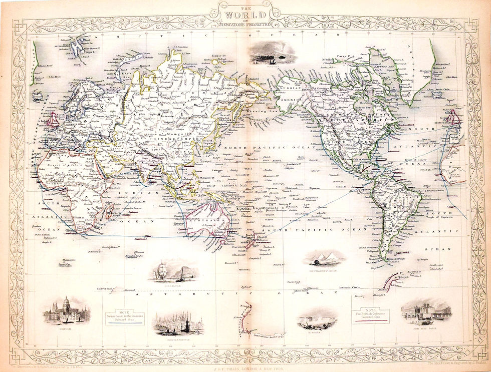 1851 Tallis Decorative World Map