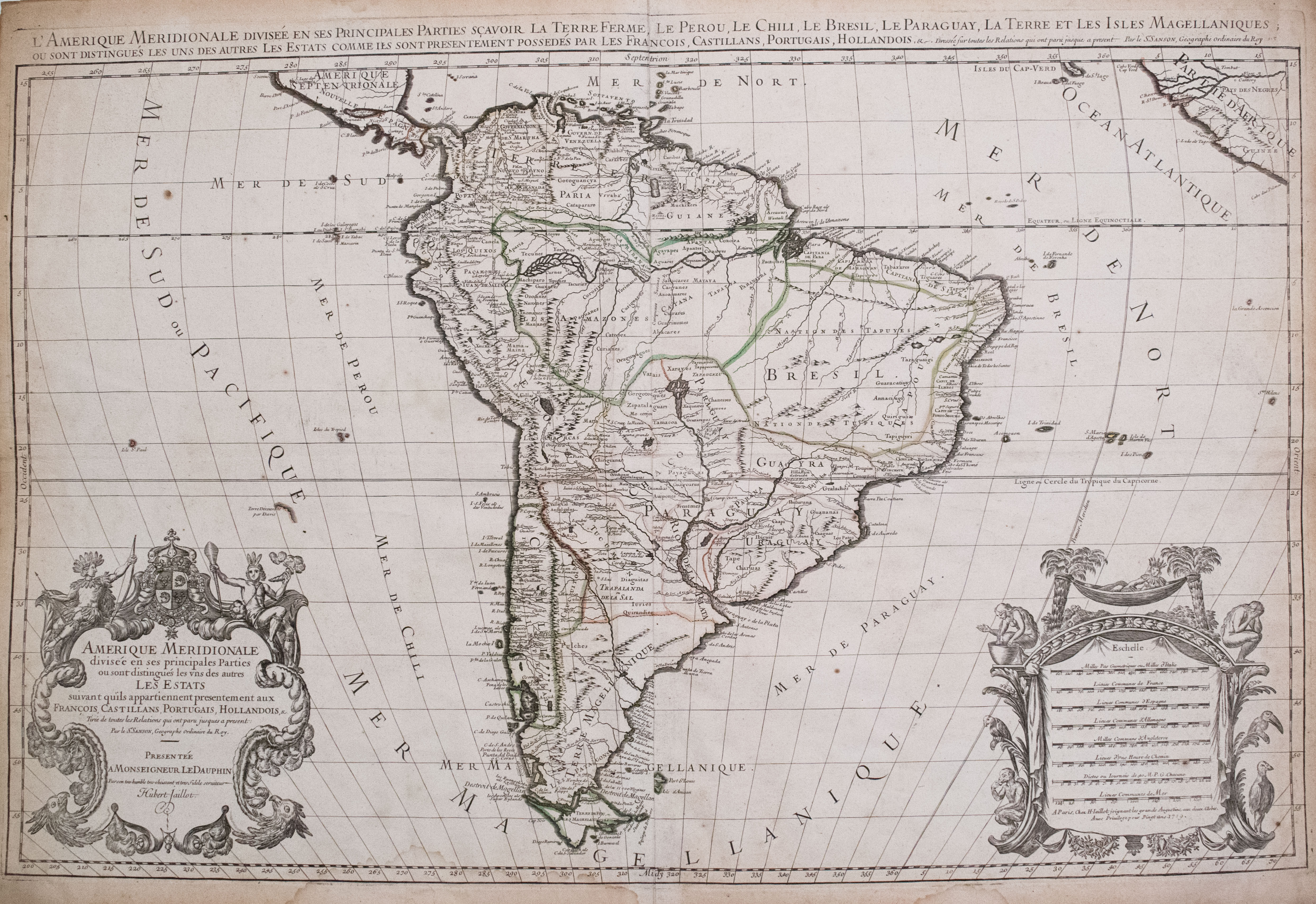 1690 Jaillot Map of South America