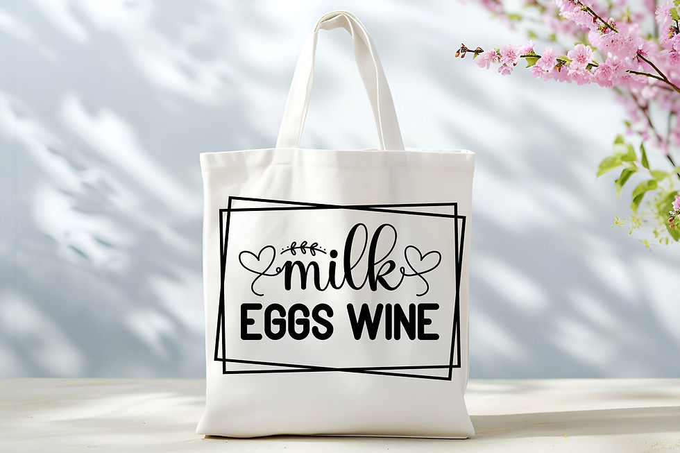 Canvas Tote - Milk Eggs Wine