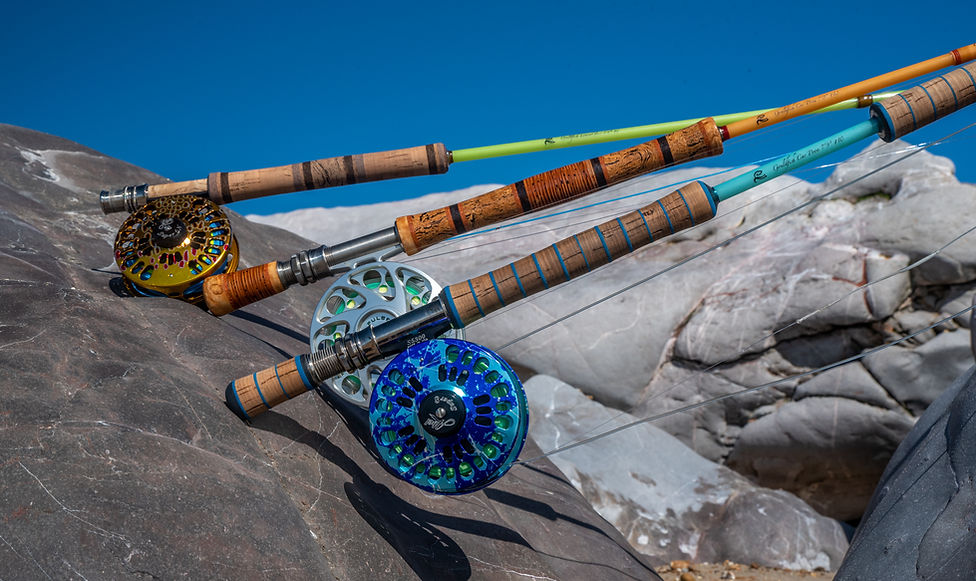 A trio of Gouldfish Custom Rods