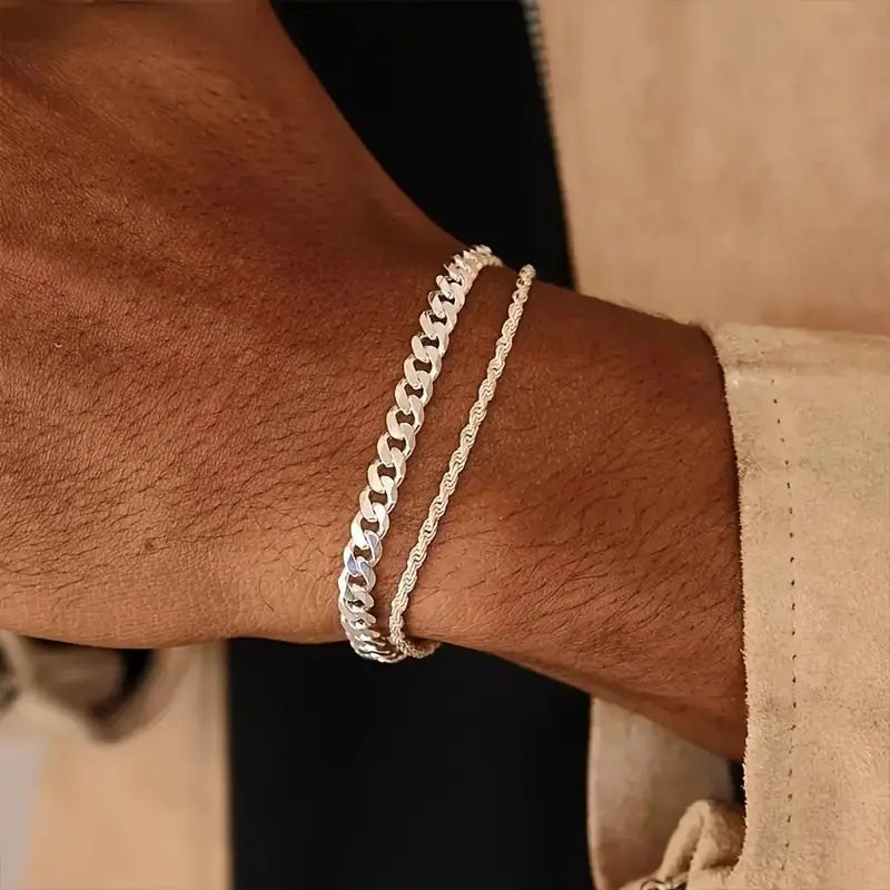 Thumbnail: Men's Twist Chain Bracelet Set