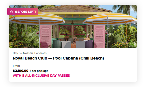 ROYAL BEACH CLUB- POOL CABANA (CHILL BEACH)