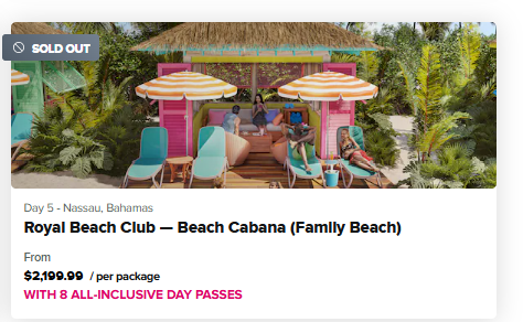 ROYAL BEACH CLUB- BEACH CABANA(FAMILY BEACH)