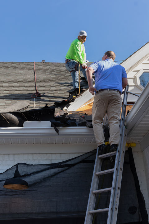 Seawright owner and licensed roofing contractor inspecting his crew's progress.
