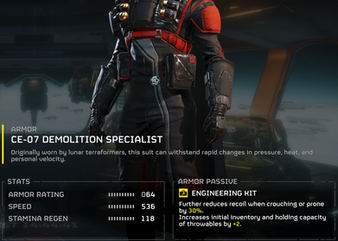 Helldivers 2 Demolision Specialist Armor Image with Stats and Details