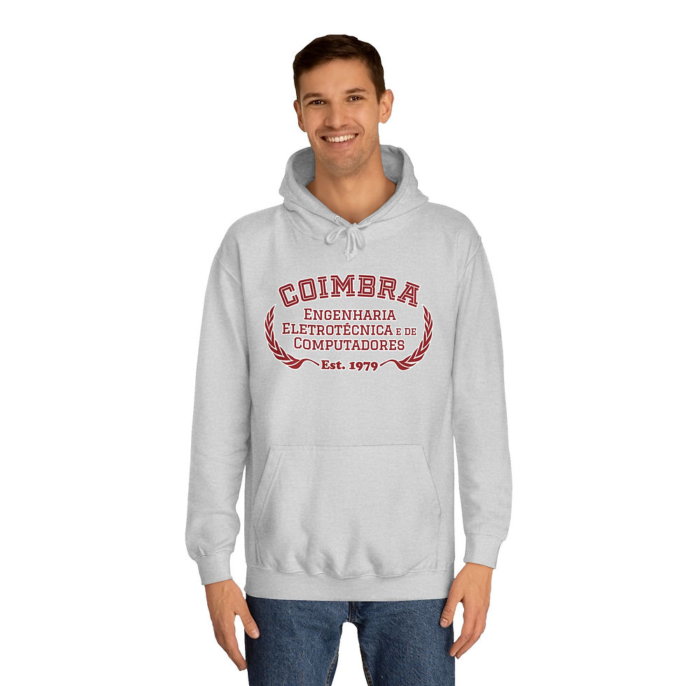 Miniatura: Hoodie ISECoimbra Eng Eletrotécnica e de Computadores Cinza (c/ linha branca)