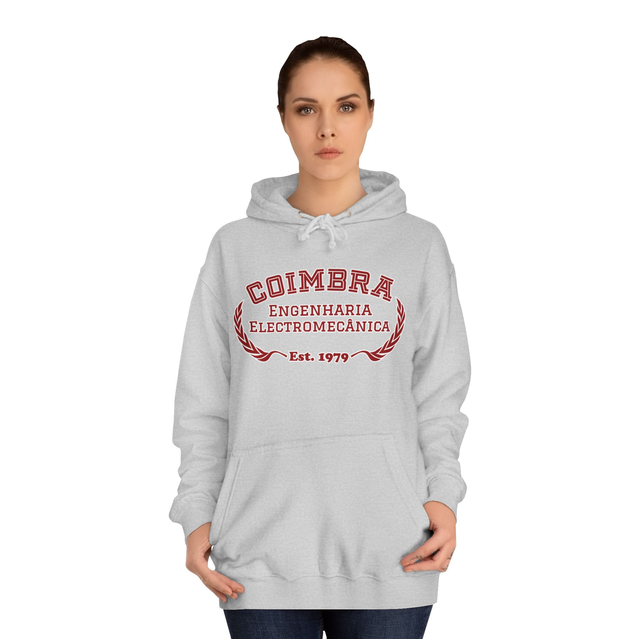 Hoodie ISECoimbra Engenharia Electromecânica Cinza (c/ linha branca)