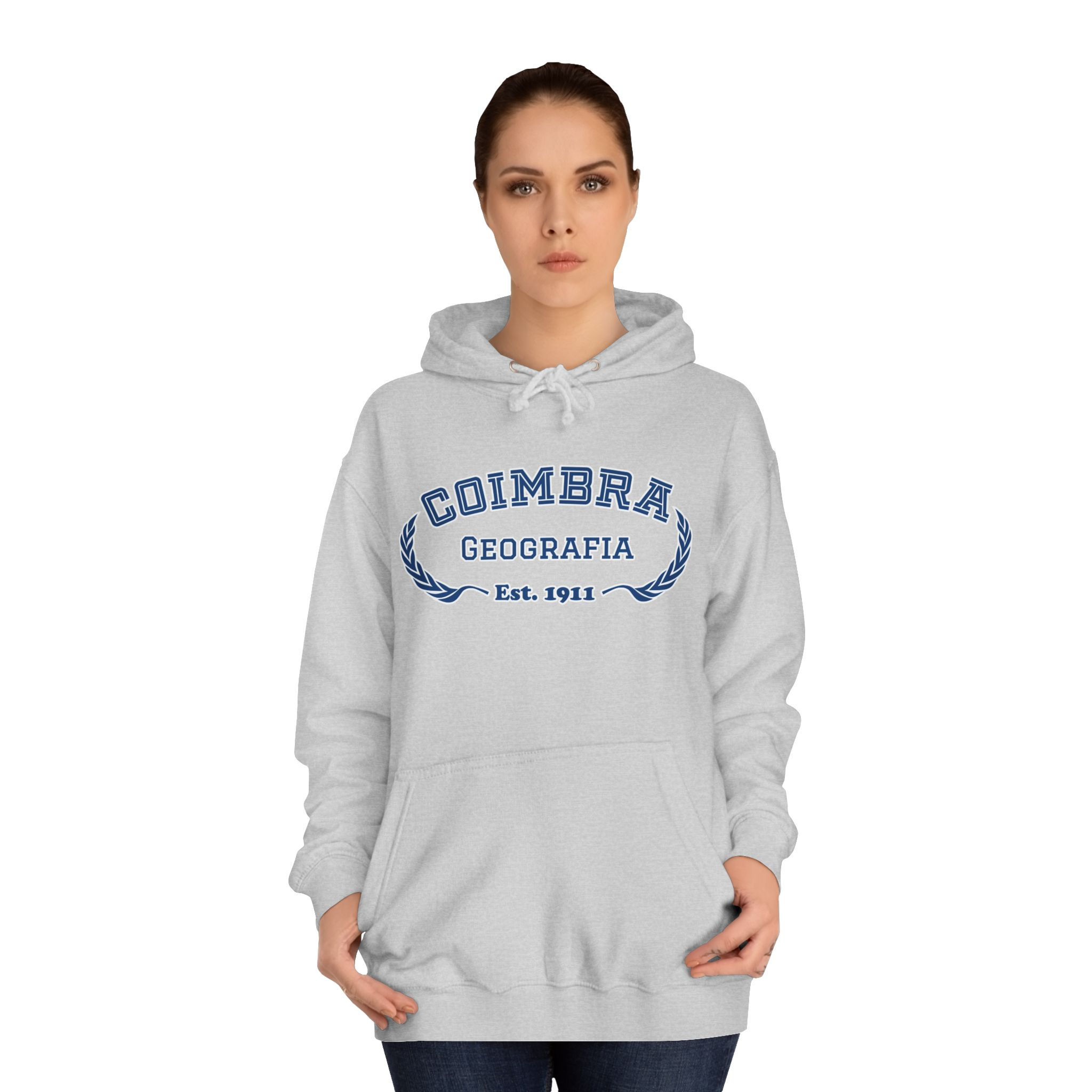 Hoodie FLUC Curso Geografia Cinza (c/ linha branca)