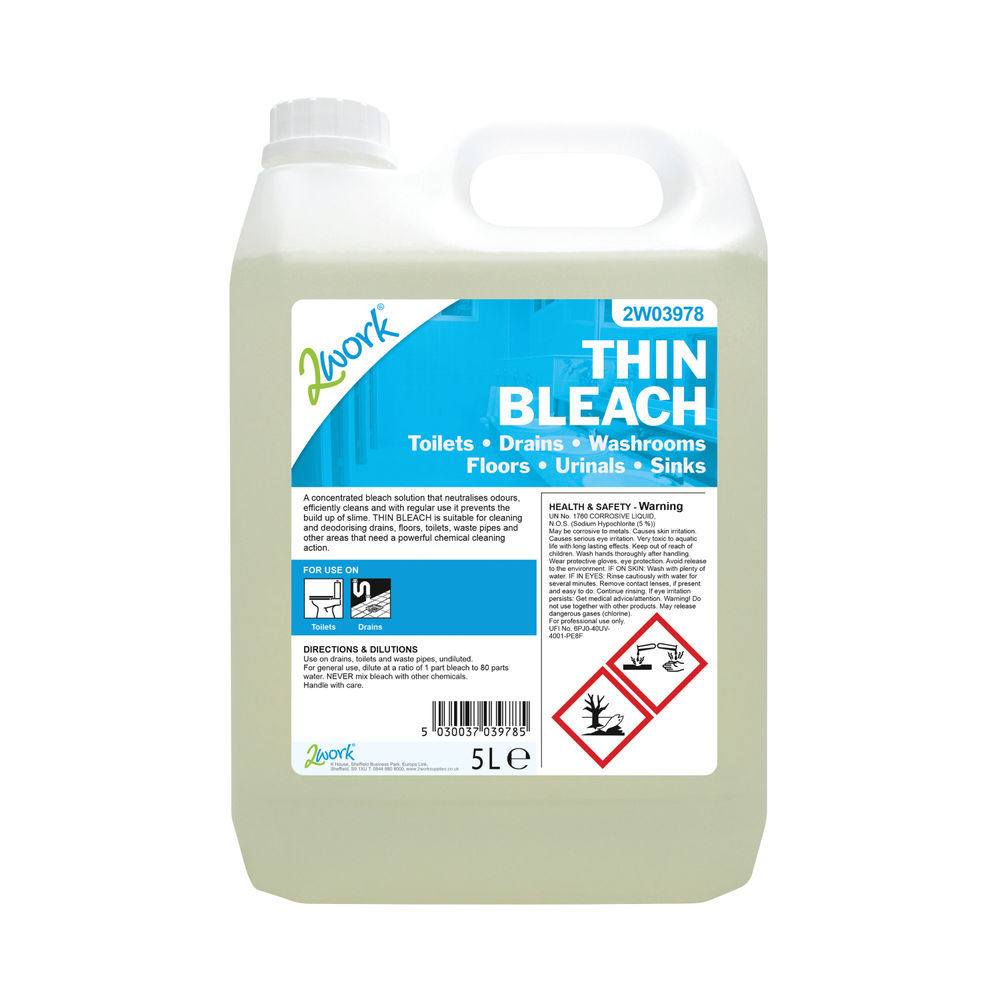 2Work Thin Bleach 2x5ltr 漂白水