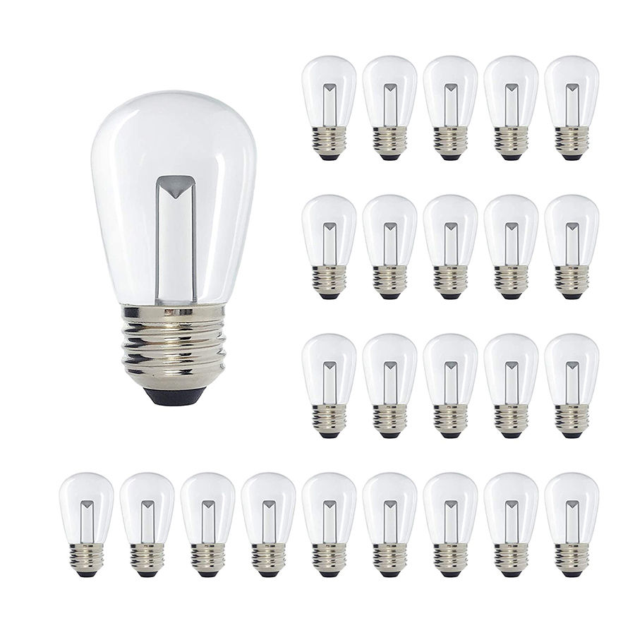 S14 Medium Base Clear LED Decorative Bulb with Light Bar, 1W, 2700K