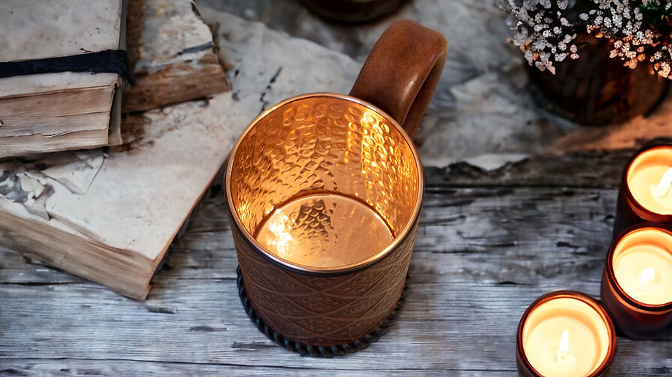 Thumbnail: Medieval Gothic Leather Tankard - Personalised Monogram Mug