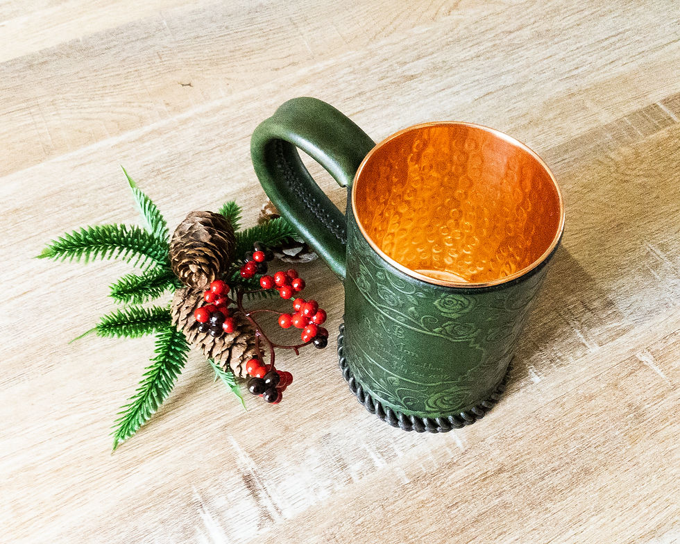 Thumbnail: Rose Pattern Leather Tankard - Personalised Mug