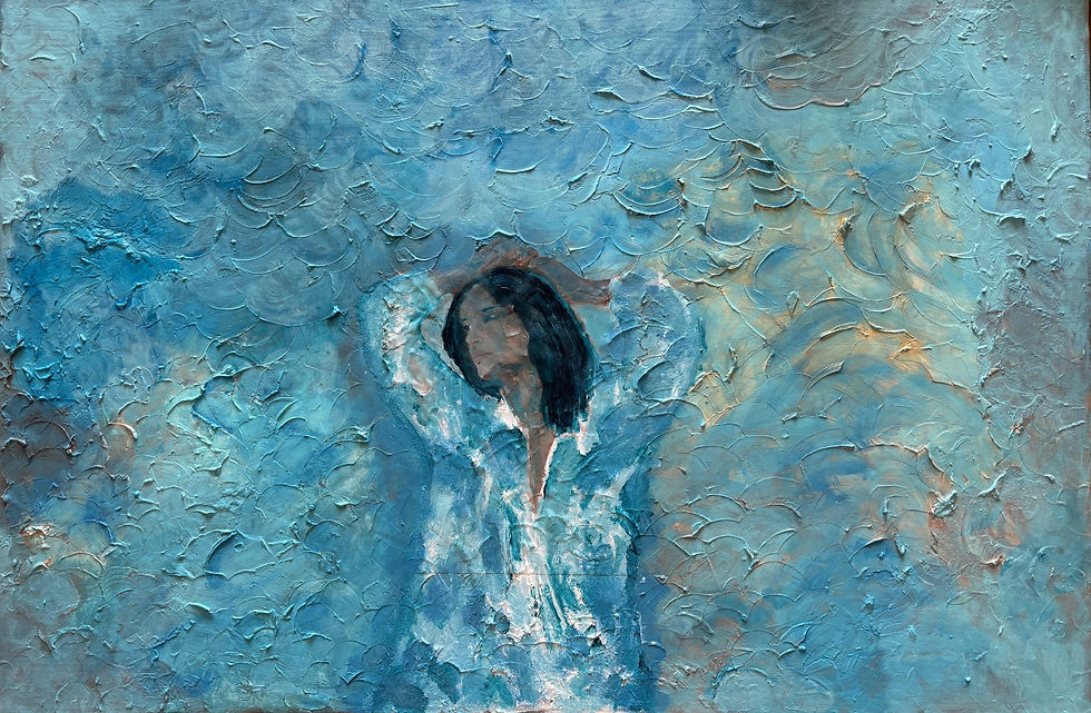 People of Land and Water 1, acrylic on repurposed canvas, 90x60(1).jpg