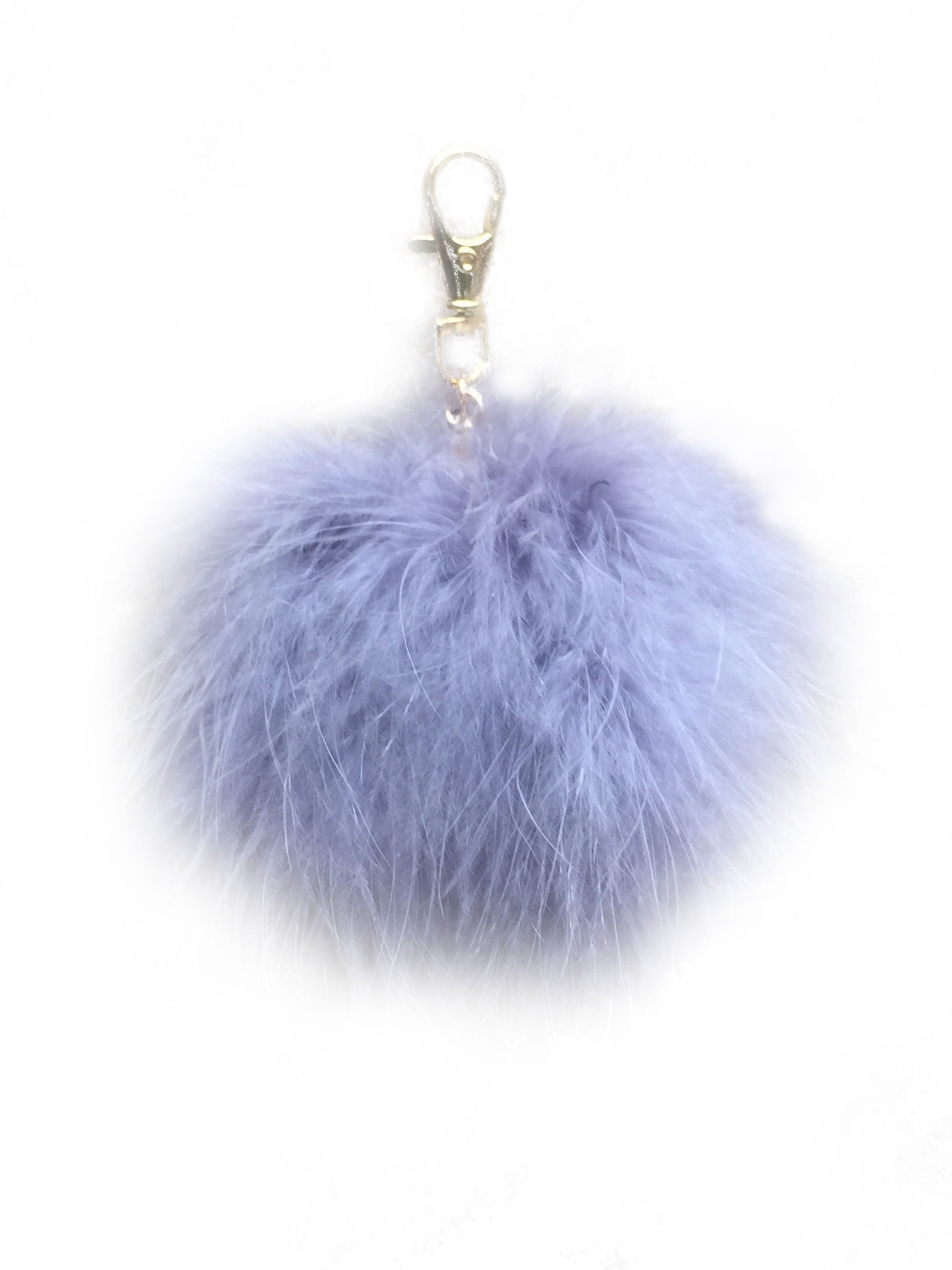 Grey feather pom pom keyfluff