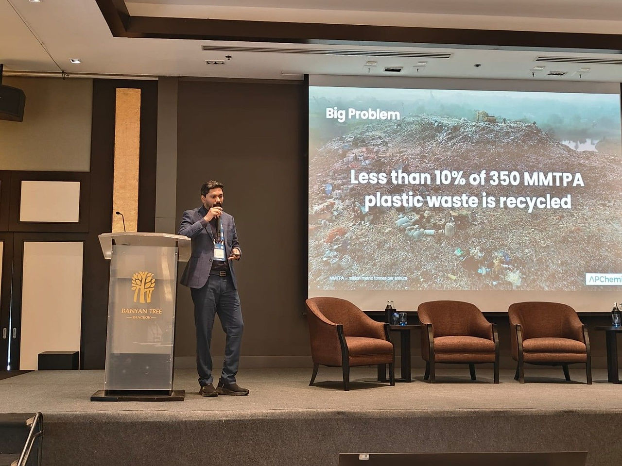 Suhas Dixit presenting at PVC recycling and sustainability conference