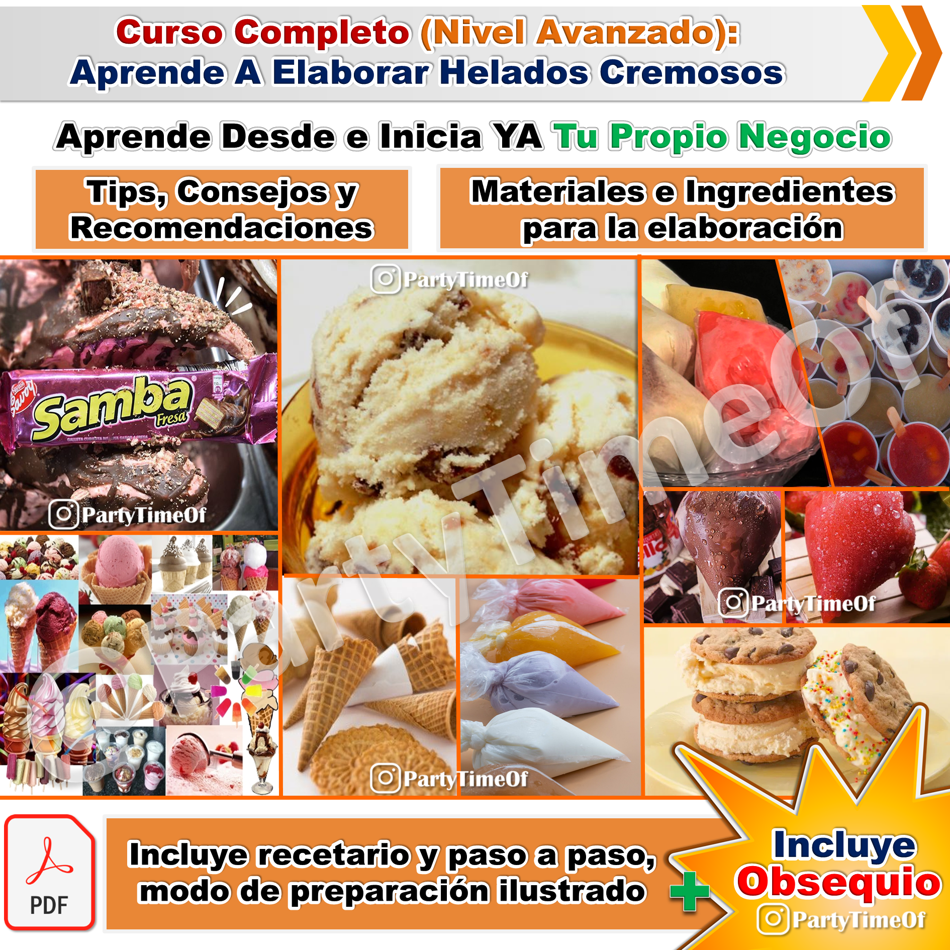Kit Elaboración De Helados Cremosos Caseros Negocio Rentable