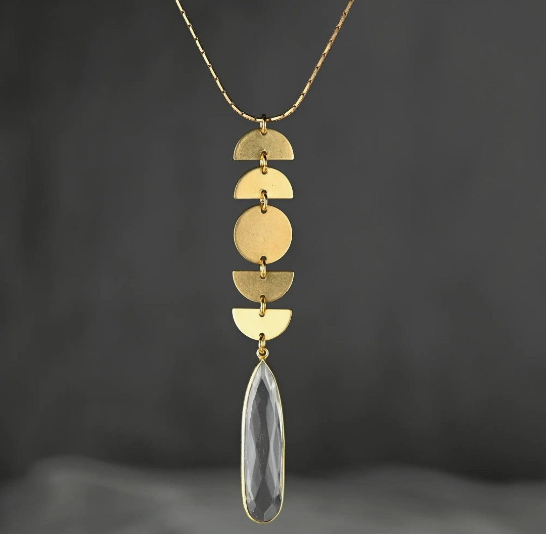 Moon Phases/Cyrstal Pendant Necklace