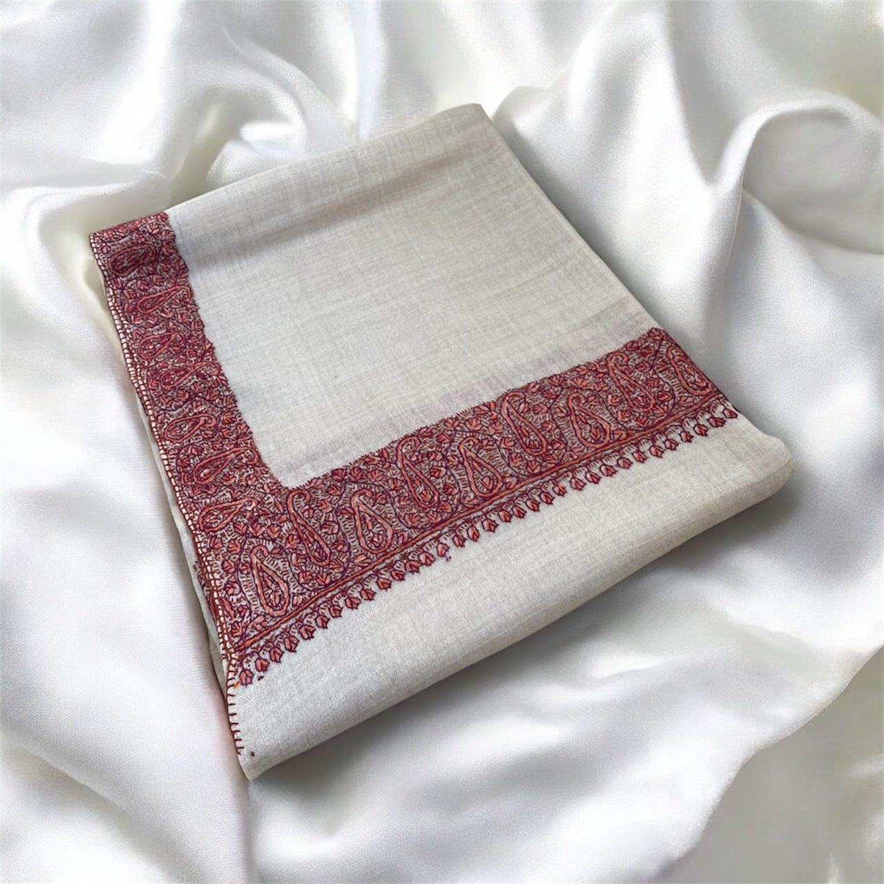 Premium Classic Kashmiri Shawl with Hand-Embroidered Border