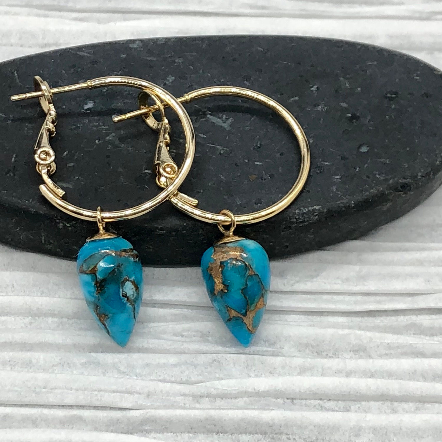 Copper Kingman Turquoise Teardrops